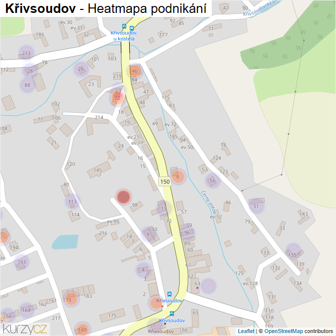 Mapa Křivsoudov - Firmy v části obce.