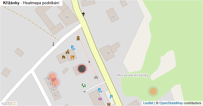Křižánky - mapa podnikání
