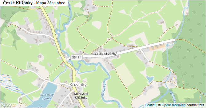České Křižánky - mapa části obce