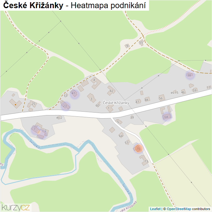 Mapa České Křižánky - Firmy v části obce.