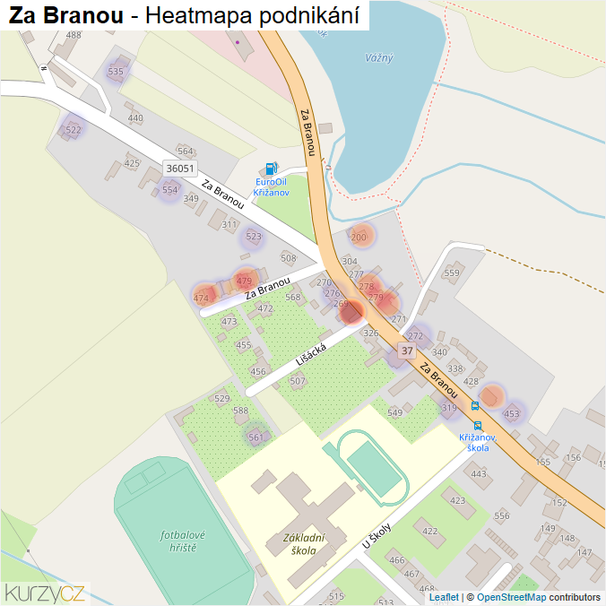 Mapa Za Branou - Firmy v ulici.