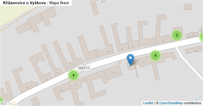 Křižanovice u Vyškova - mapa firem