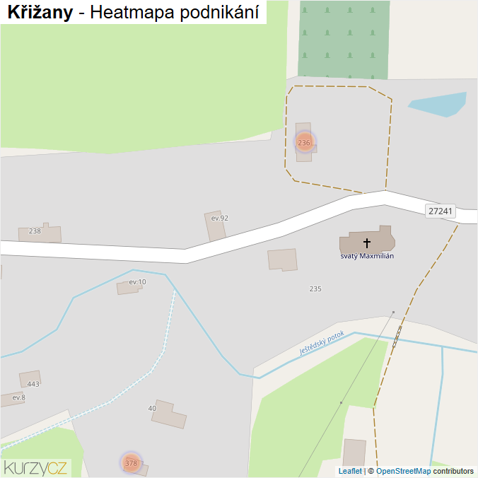 Mapa Křižany - Firmy v obci.