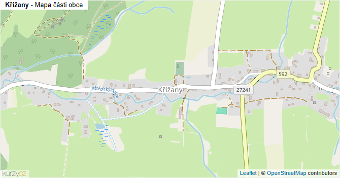 Křižany - mapa části obce