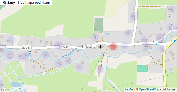 Křižany - mapa podnikání
