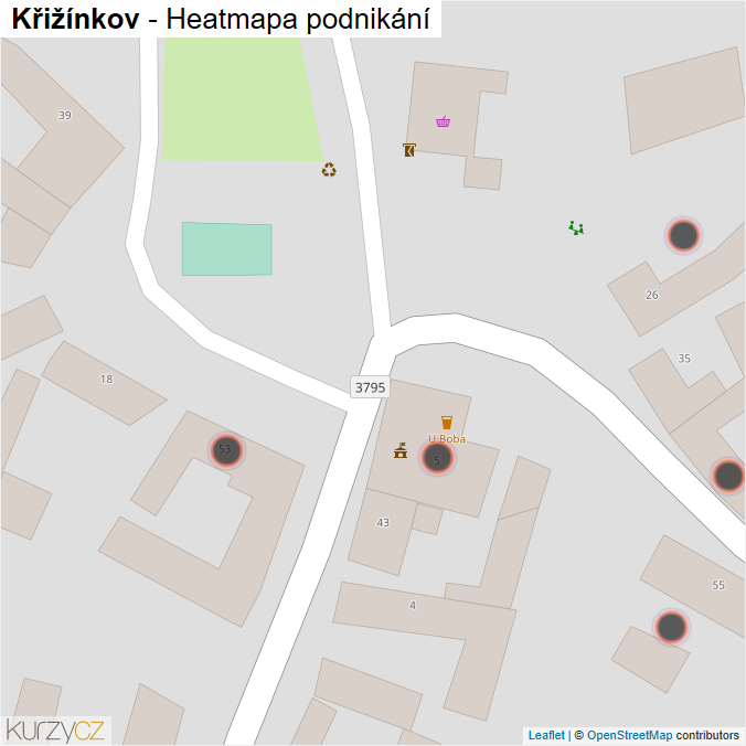 Mapa Křižínkov - Firmy v obci.