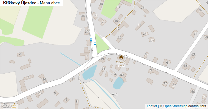 Křížkový Újezdec - mapa obce