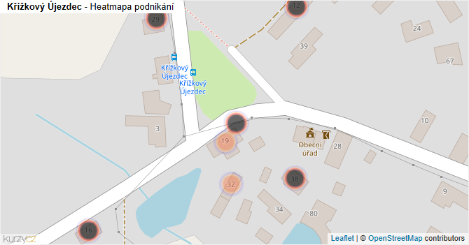 Křížkový Újezdec - mapa podnikání