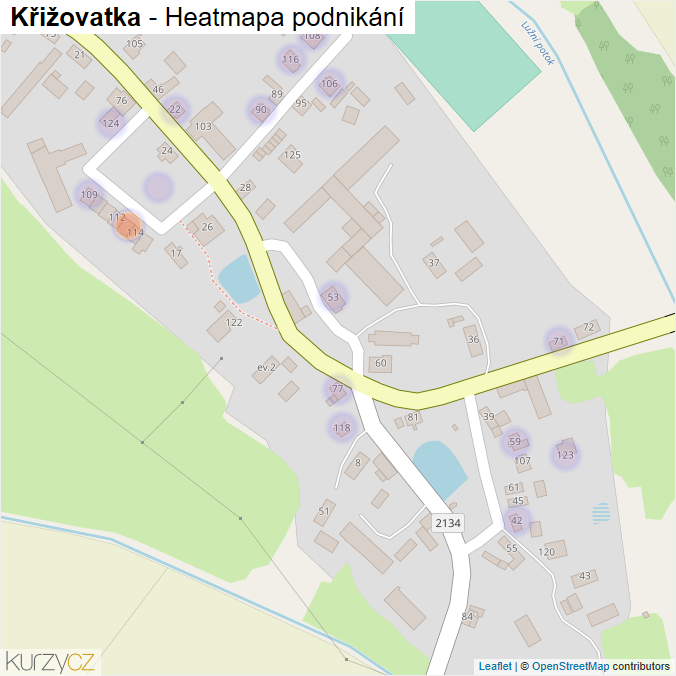 Mapa Křižovatka - Firmy v části obce.