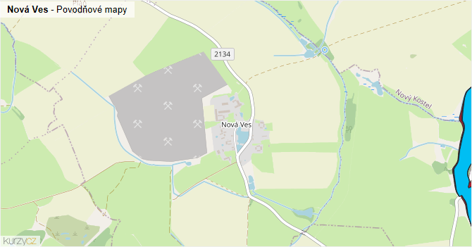 Nová Ves - záplavové mapy stoleté vody