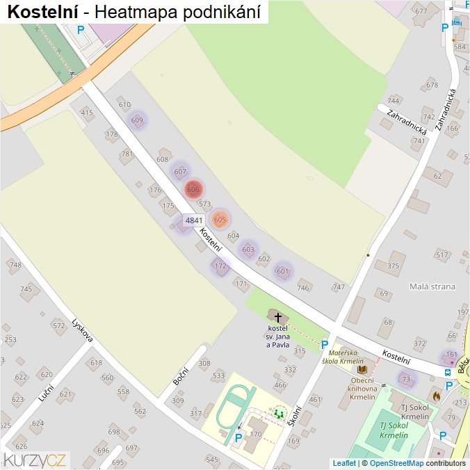 Mapa Kostelní - Firmy v ulici.