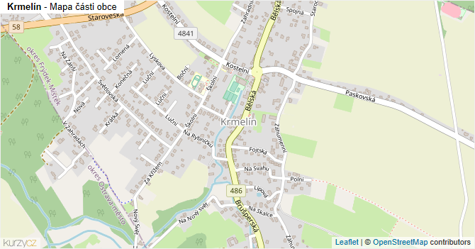 Krmelín - mapa části obce