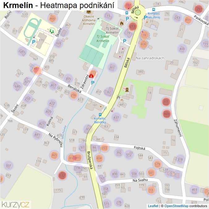 Mapa Krmelín - Firmy v části obce.