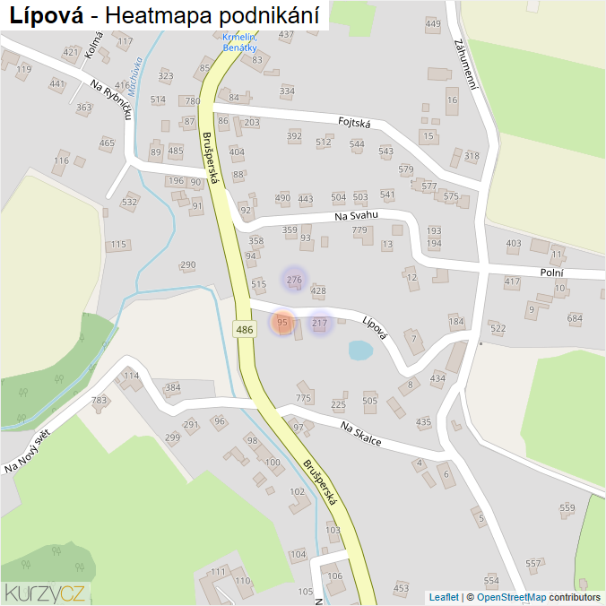 Mapa Lípová - Firmy v ulici.