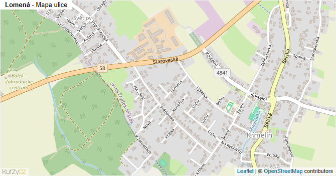Lomená - mapa ulice