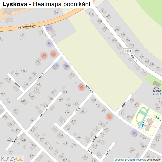 Mapa Lyskova - Firmy v ulici.