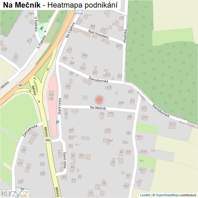 Mapa Na Mečník - Firmy v ulici.