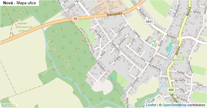 Nová - mapa ulice