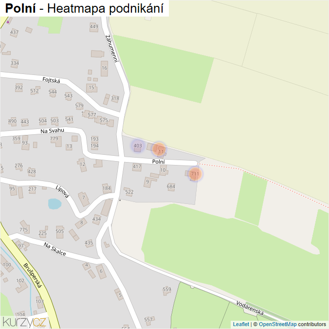 Mapa Polní - Firmy v ulici.