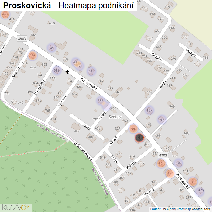 Mapa Proskovická - Firmy v ulici.