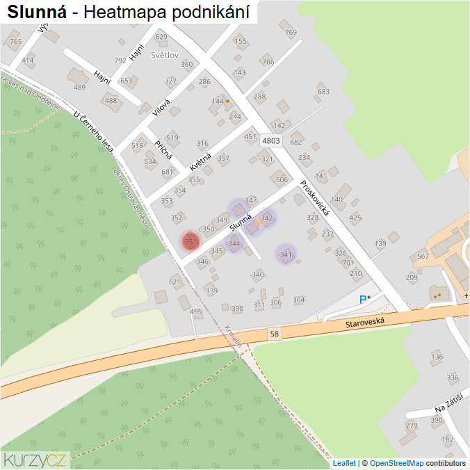 Mapa Slunná - Firmy v ulici.