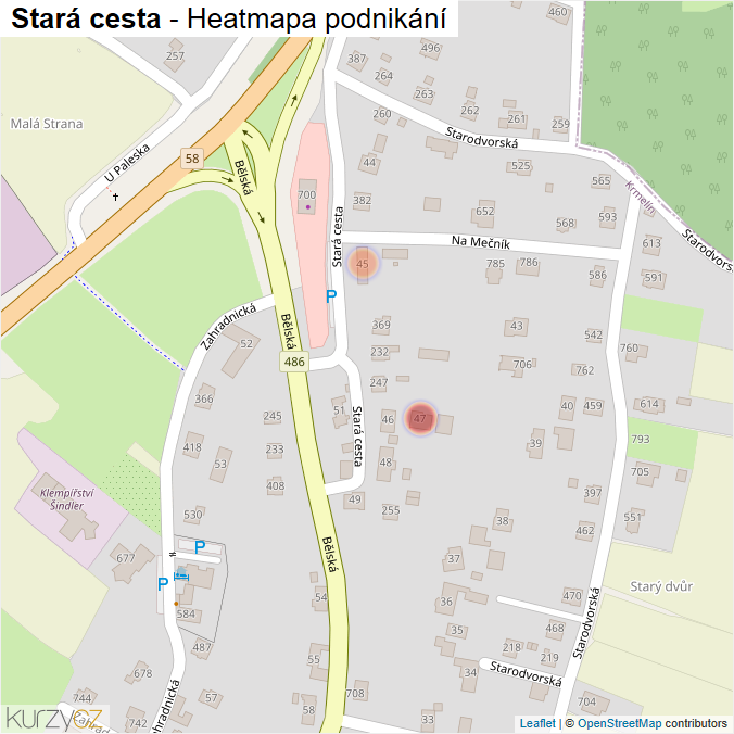 Mapa Stará cesta - Firmy v ulici.