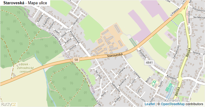 Staroveská - mapa ulice