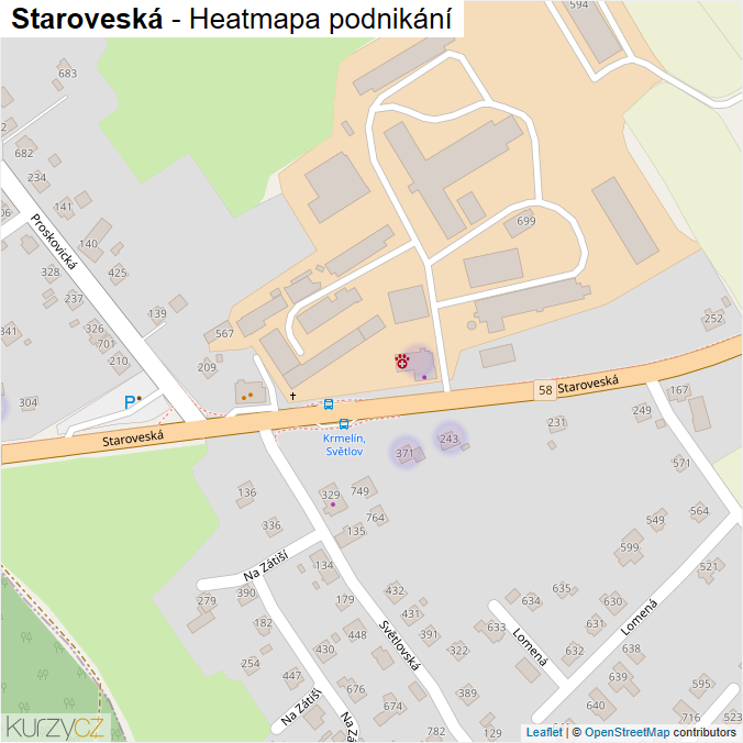Mapa Staroveská - Firmy v ulici.