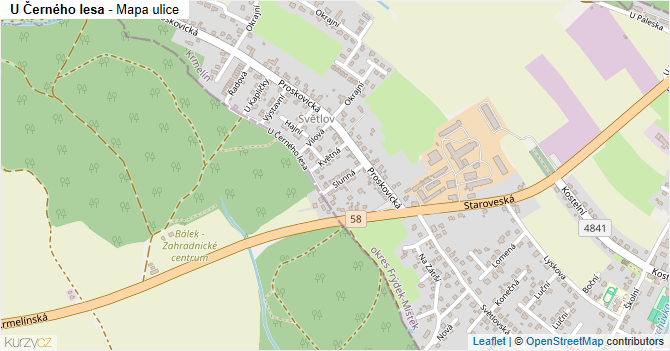 U Černého lesa - mapa ulice