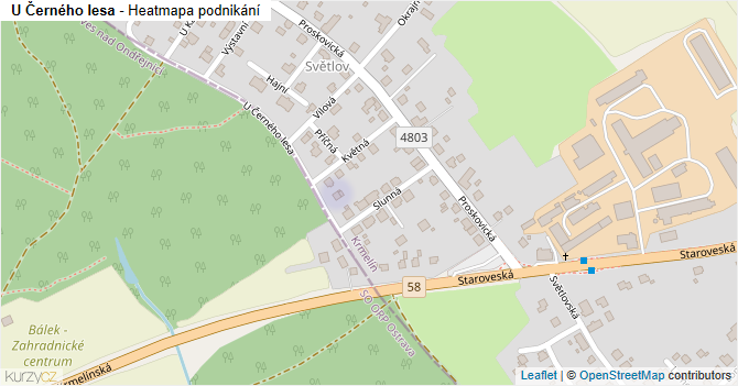 U Černého lesa - mapa podnikání