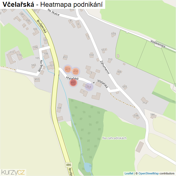 Mapa Včelařská - Firmy v ulici.