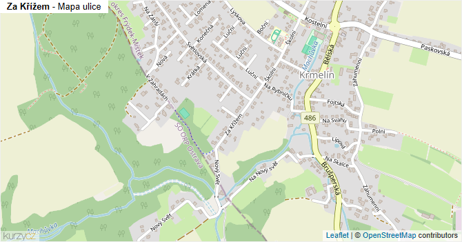 Za Křížem - mapa ulice