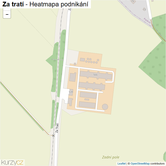 Mapa Za tratí - Firmy v ulici.