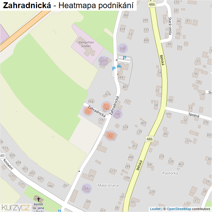Mapa Zahradnická - Firmy v ulici.