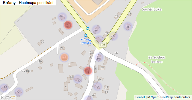 Krňany - mapa podnikání