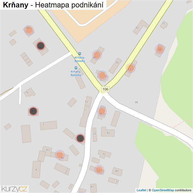 Mapa Krňany - Firmy v obci.