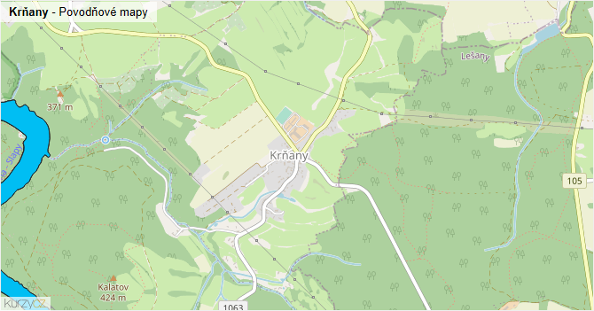 Krňany - záplavové mapy stoleté vody