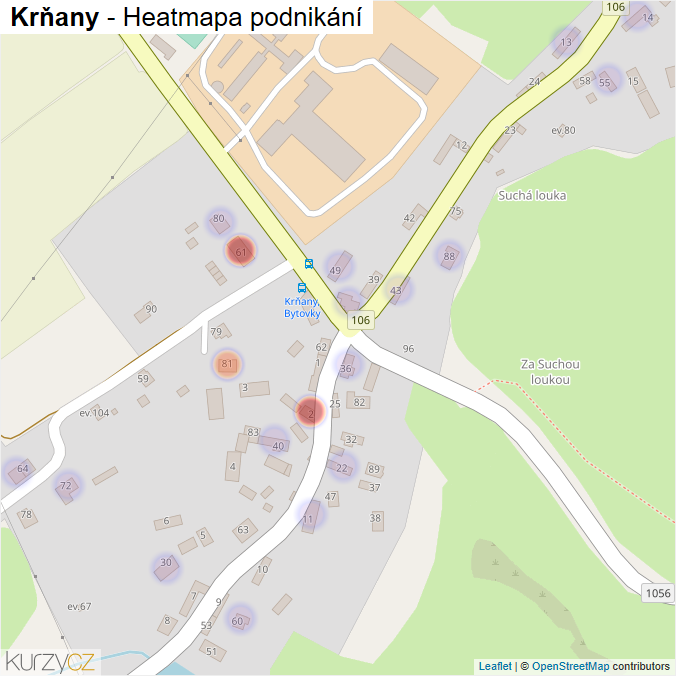 Mapa Krňany - Firmy v části obce.