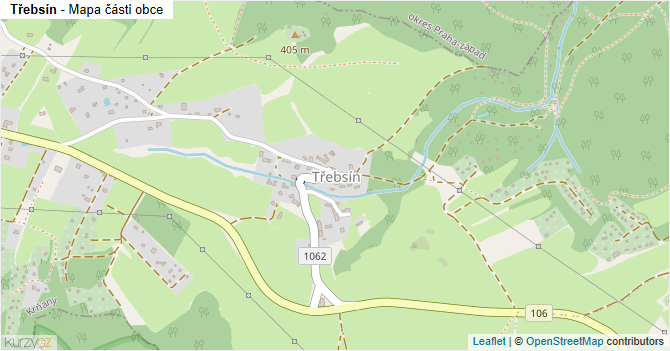 Třebsín - mapa části obce