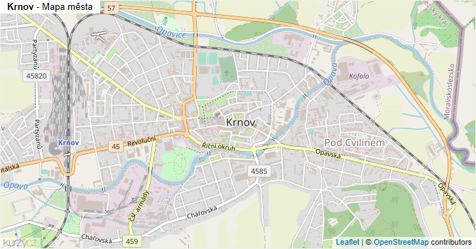 Krnov - mapa města