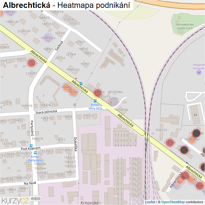 Mapa Albrechtická - Firmy v ulici.