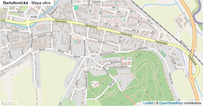 Bartultovická - mapa ulice