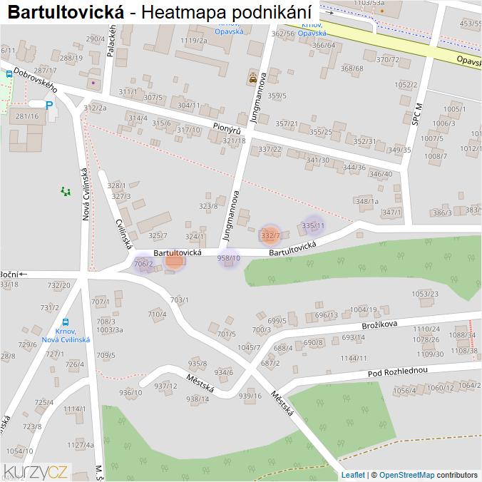 Mapa Bartultovická - Firmy v ulici.