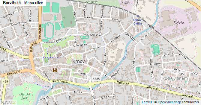 Barvířská - mapa ulice