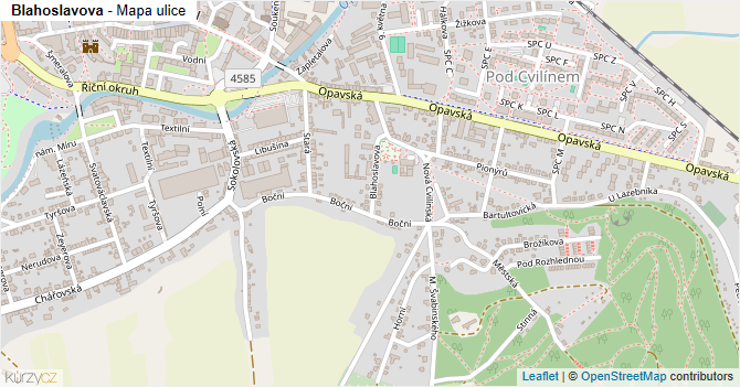 Blahoslavova - mapa ulice