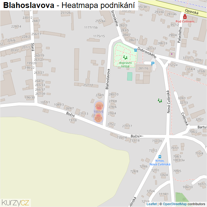 Mapa Blahoslavova - Firmy v ulici.