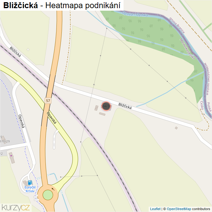 Mapa Bližčická - Firmy v ulici.