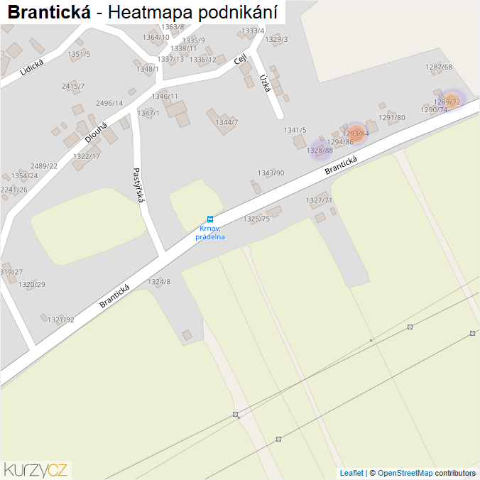 Mapa Brantická - Firmy v ulici.