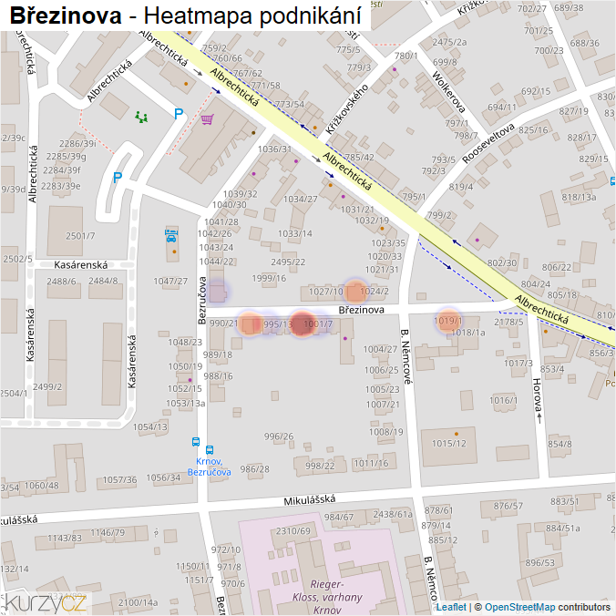 Mapa Březinova - Firmy v ulici.