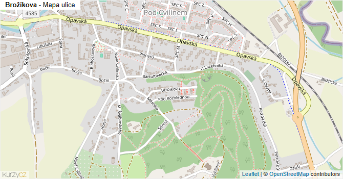 Brožíkova - mapa ulice